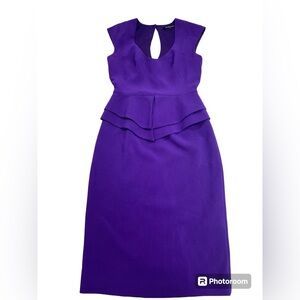 Black Halo Purple Sheath Dress Knee Length Size 2 Sleeveless Keyhole Back